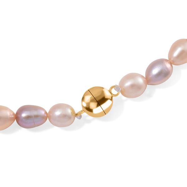 Keshi Perle (12x9 mm), Mehrfarbige Süßwasser Perle (7-8mm) Halskette ca. 50 cm 925 Silber vergoldet image number 5