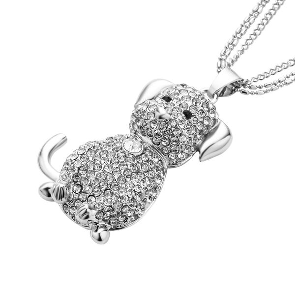 Schwarzer und weißer Kristall-Hunde-Anhänger mit Kette - 5,20 ct. image number 3