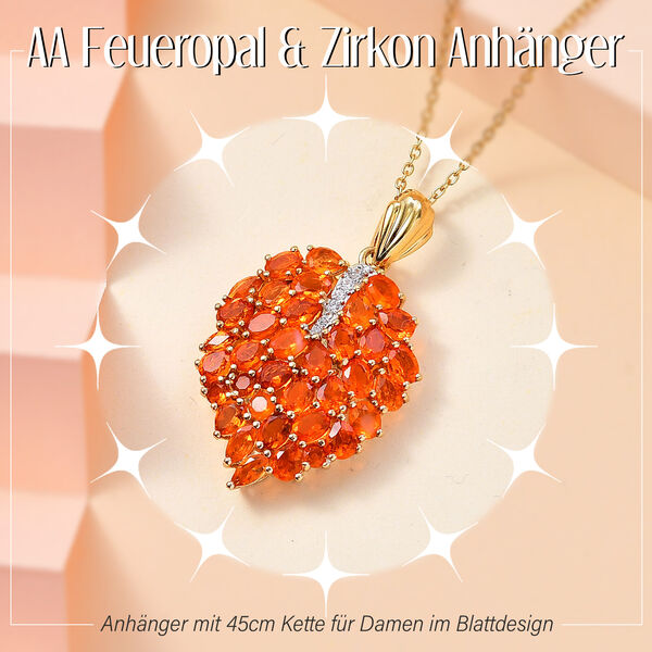 AA Feueropal und Zirkon Anhänger mit 45cm Kette - 3,55 ct. image number 2