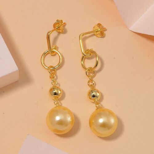 Goldene Muschelkernperle Ohrringe 925 Silber vergoldet image number 1