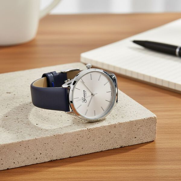 GENOA TIME - Armbanduhr Legierung, silberfarben, Zifferblatt Weiß-Sunshine, 3 ATM wasserdicht image number 1