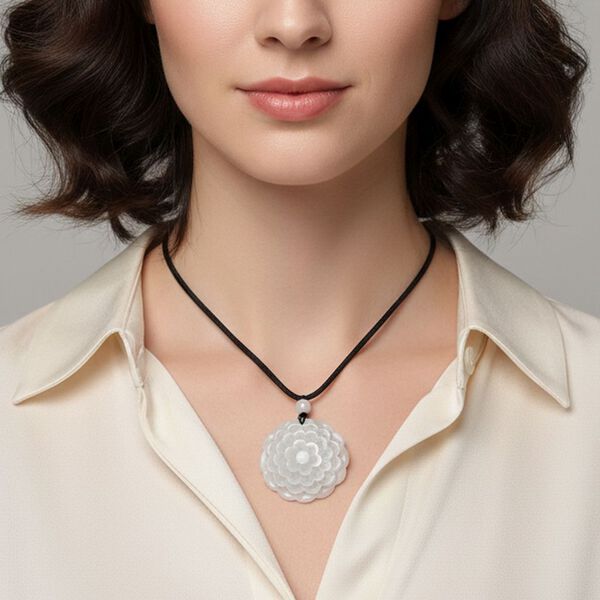 EXTREM SELTEN Nat&uuml;rliche Wei&szlig;e Jade Halskette, Flexibles (ca. 70 cm) ca. 70.00 ct image number 2