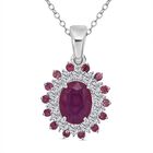 D'Joy Ilakaka Rosa Saphir (Fissure gefüllt), Weißer Zirkon Schmuckset ca. 50 cm 925 Silber rhodiniert ca. 2,85 ct.