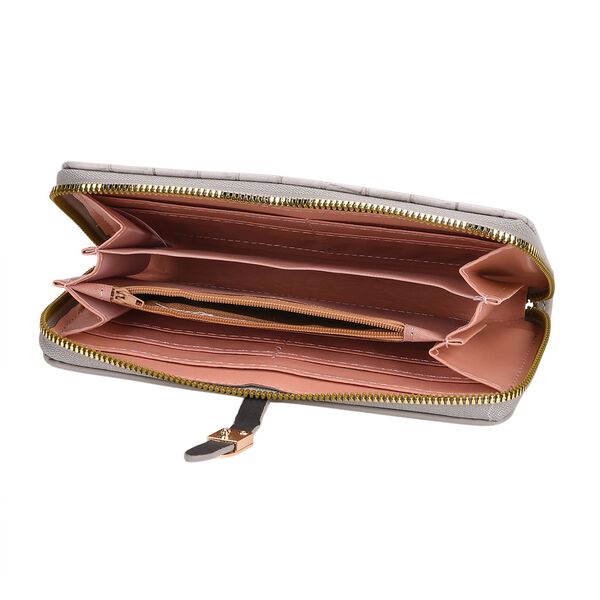 2-teiliges Geldb&ouml;rsen-Set im Krokopr&auml;gungs-Design, Lange Geldb&ouml;rse 20x10x3cm und Bifold-Geldb&ouml;rse 12x9x3,5cm, Grau image number 5