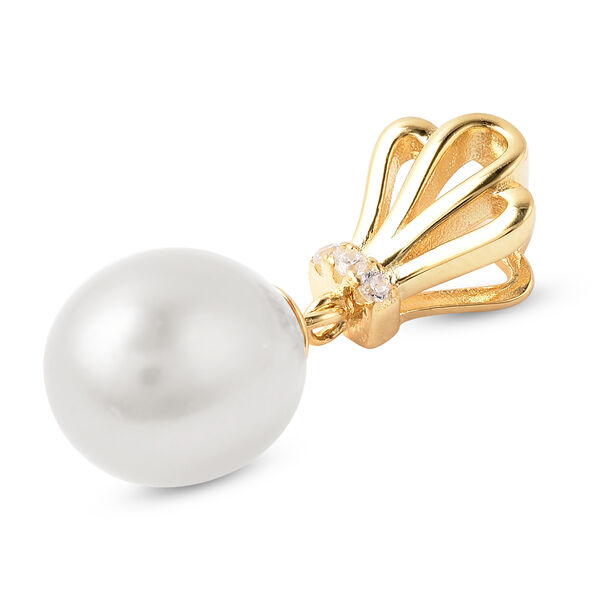 S&uuml;&szlig;wasserzuchtperlen und Wei&szlig;er Zirkonia Anh&auml;nger 925 Silber vergoldet image number 3