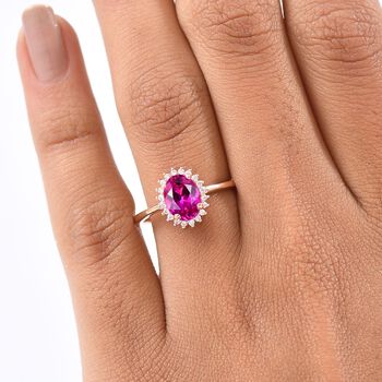 LUXURIANT AAA Labor Rosa Saphir und Zirkon Ring - 1,89 ct.