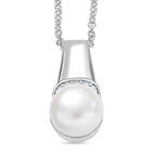 EVER TRUE Süßwasser Perle (8-10 mm), Weißer Zirkon Schmuckset ca. 50 cm 5.78 ct