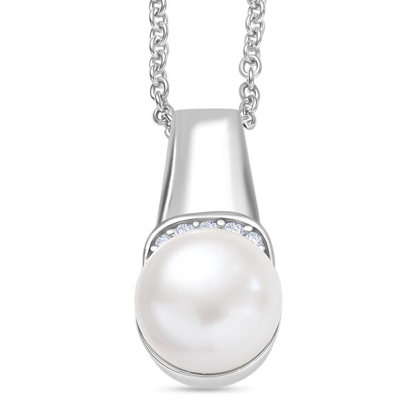 EVER TRUE Süßwasser Perle (8-10 mm), Weißer Zirkon Schmuckset ca. 50 cm 5.78 ct image number 0