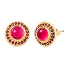 D'Joy Maulbeer Mondstein, Orissa Rose Granat Ohrringe 925 Silber 750 Gelb Vergoldet ca. 2.65 ct