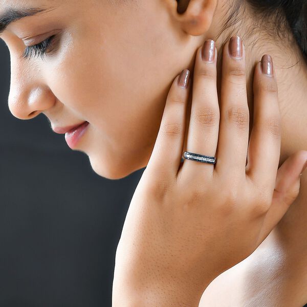 Weißer und blauer Diamant Ring, 925 Silber platiniert (Größe 20.00) ca. 0.25 ct image number 3