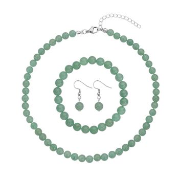 3er-Set - gr&uuml;nes Aventurin-Schmuckset - 	323,50 ct.