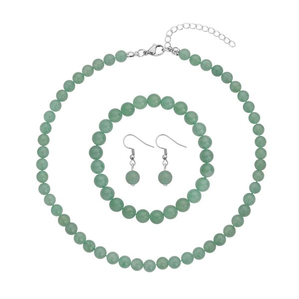 3er-Set - gr&uuml;nes Aventurin-Schmuckset - 	323,50 ct. image number 0