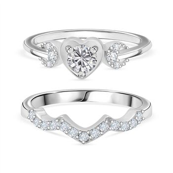 LUSTRO STELLA 2er-Set wei&szlig;er Zirkonia Ring