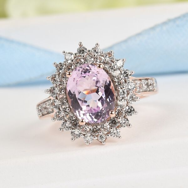 Martha Rocha Kunzit und Zirkon Ring 925 Silber Rosé Gold-Überzug image number 2