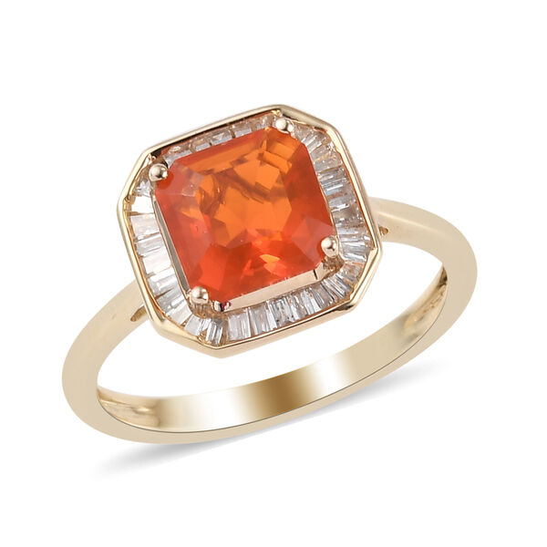 AA Purpurroter Feuer Opal und Diamant Asscher Schliff Ring 375 Gelbgold image number 4