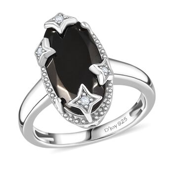 D'Joy Elite Shungit, Wei&szlig;er Zirkon Ring 925 Silber platiniert (Gr&ouml;&szlig;e 18.00) ca. 2,55 ct