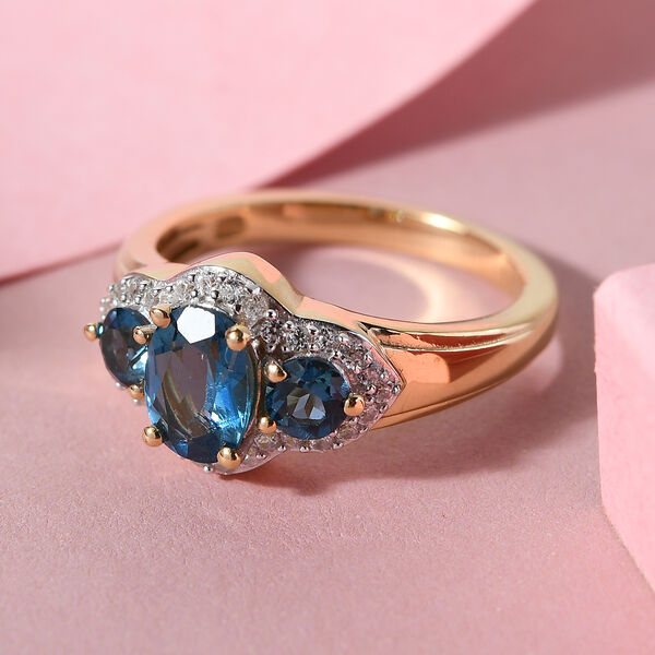 London Blau Topas und Zirkon Ring, ca. 1,54 ct image number 2