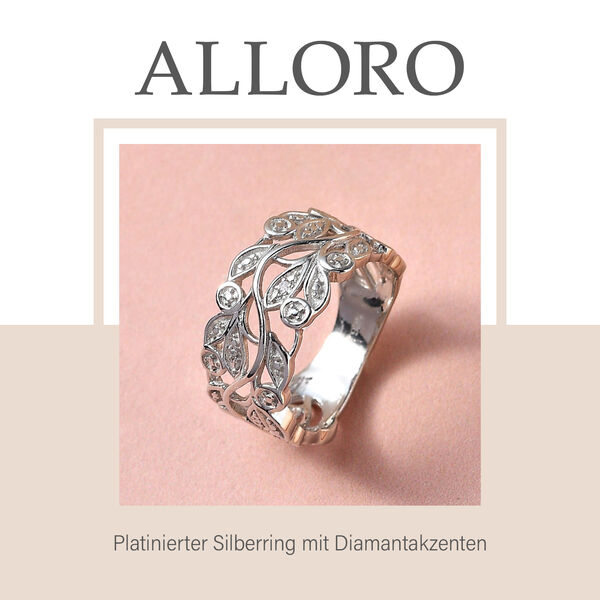 ALLORO Ring, Creolen und Anhänger mit Diamantakzenten, Silber platiniert image number 17