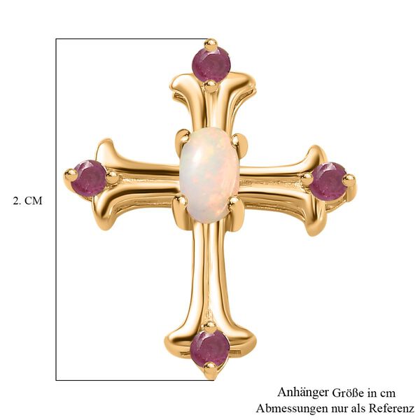 AA Natürlicher, äthiopischer Welo Opal und  Rubin Kreuz-Anhänger, ca. 0,35 ct. image number 8
