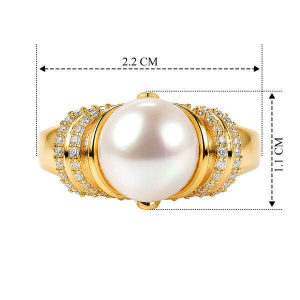 EVER TRUE S&uuml;&szlig;wasser Perle (9-9.5 mm), Wei&szlig;er Zirkon Ring 950 Kupfer (Gr&ouml;&szlig;e 19.00) image number 3