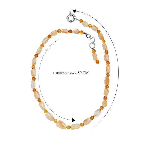EVER TRUE Citrin, Bernstein Halskette ca. 50 cm Nickelfreies Messing image number 5