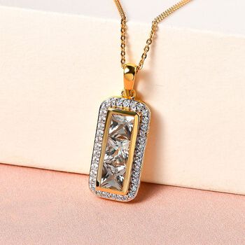 AAA Turkizit und wei&szlig;er Zirkon-Anh&auml;nger mit Kette, 50 cm - 2,93 ct.