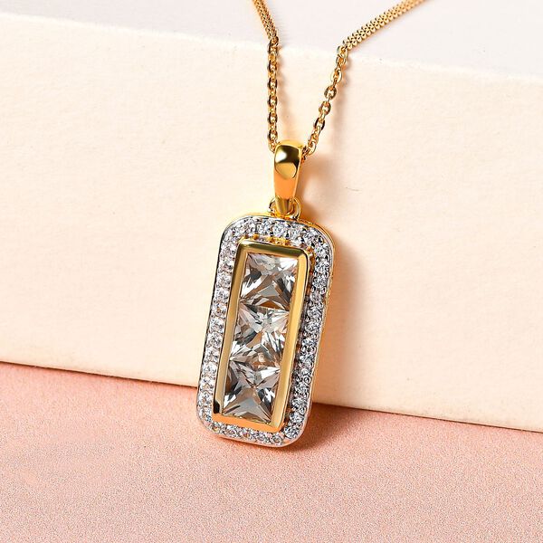 AAA Turkizit und wei&szlig;er Zirkon-Anh&auml;nger mit Kette, 50 cm - 2,93 ct. image number 3