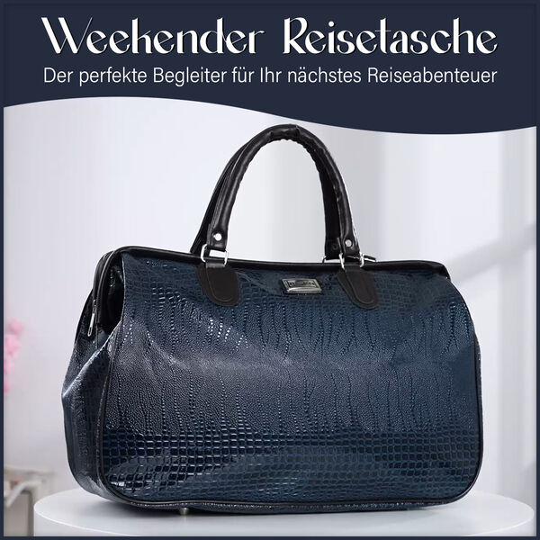 Weekender Reisetasche, 45x33x22cm, Echsenmuster, Marine image number 8