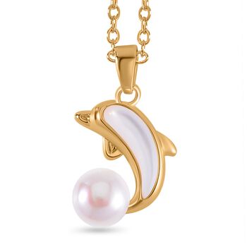 S&uuml;&szlig;wasser Perle, Wei&szlig;es Perlmutt Schmuckset Reines Messing