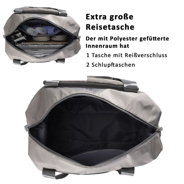 Faltbare Nylon-Reisetasche, Grau image number 4