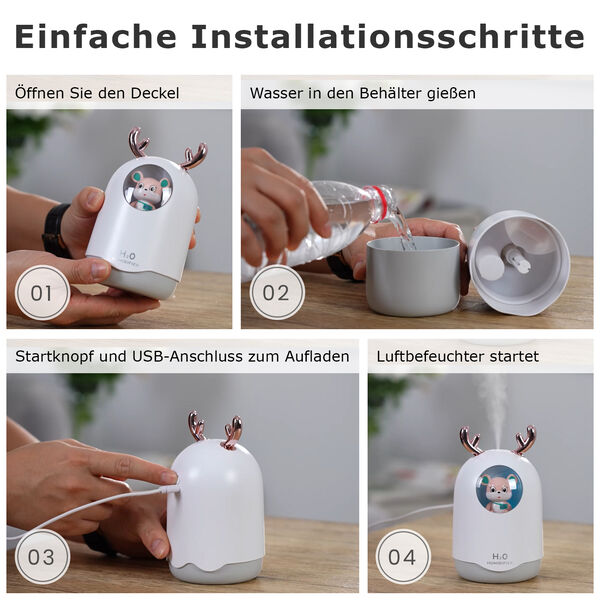 USB-Mini-B&auml;ren-Luftbefeuchter mit farbwechselndem Umgebungslicht, wei&szlig; image number 8