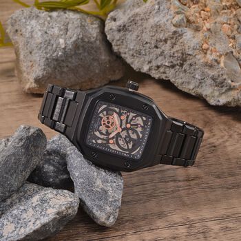 Reiner Edelstahl IP-Schwarz-Plattierung Uhren 20 cm ca. 128,00g