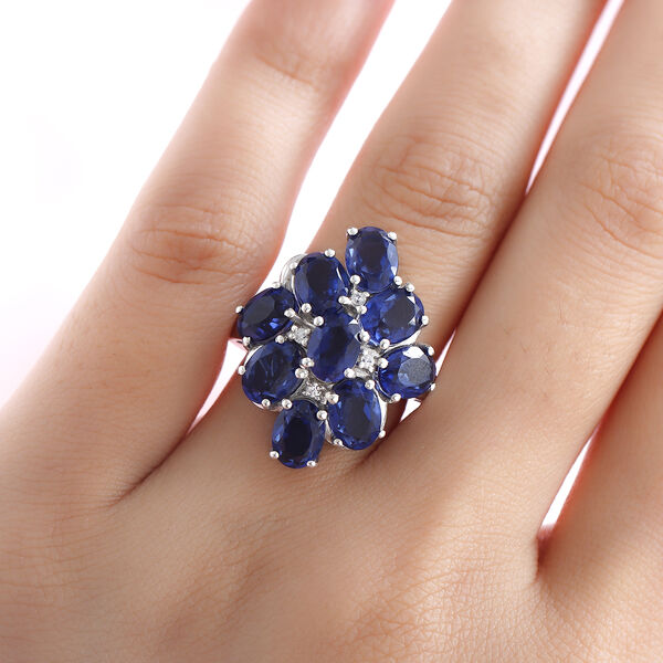 Ceylonfarbener Quarz und Zirkon-Ring, 925 Silber platiniert - 8,14 ct.  image number 3