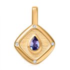 Tansanit, Weißer Zirkon Anhänger 925 Silber Gelbgold Vermeil ca. 0.48 ct