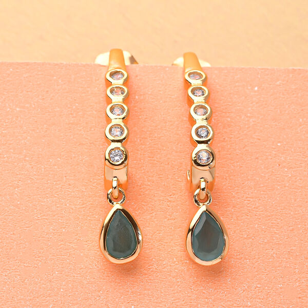 Grandidierit und wei&szlig;e Zirkon-Ohrringe, 925 Silber vergoldet ca. 1.06 ct image number 2