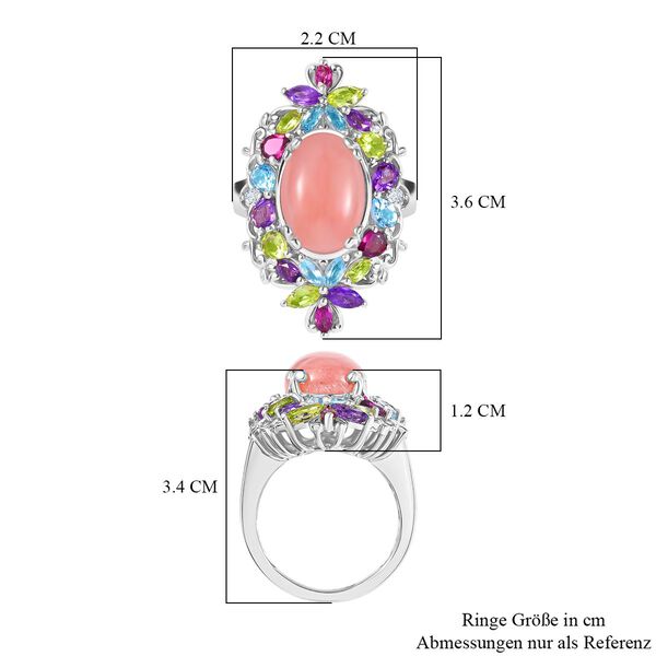 AA Vinicunca-Peruanischer Opal, Himmelblauer Topas, Mehrfarbige Edelsteine Ring, 925 Silber rhodiniert (Gr&ouml;&szlig;e 19.00) ca. 8.23 ct image number 5