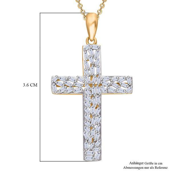 LUXURIANT SI-GH Labor Diamant Kreuz Anh&auml;nger mit 50cm Kette, 925 Silber 750 Gelbgold Vermeil - 0,33 ct. image number 6