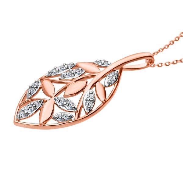 LUXURIANT SI-GH Labor Diamant Anh&auml;nger mit 50cm Kette, 925 Silber mit 750 Ros&eacute;gold Vermeil - 0,24 ct. image number 3