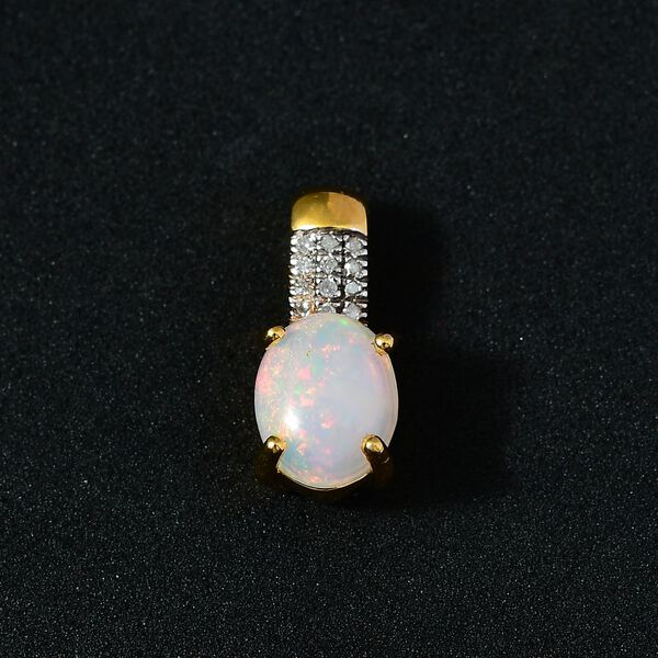 AA Nat&uuml;rlicher, &auml;thiopischer Welo Opal und Diamant-Anh&auml;nger - 1,30 ct. image number 3