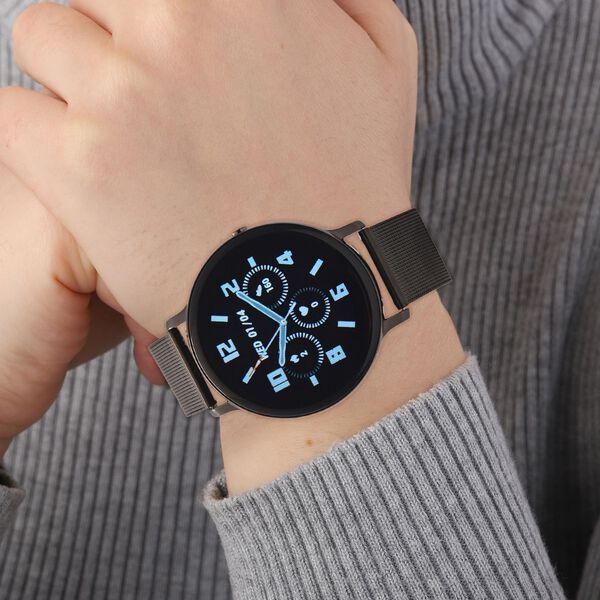 Eleganz Mesh HiWatch Plus, Schwarz Smartwatch mit Dual-Modus Bluetooth, 1,28 IPS Display und Wassergeschütztes Design image number 3