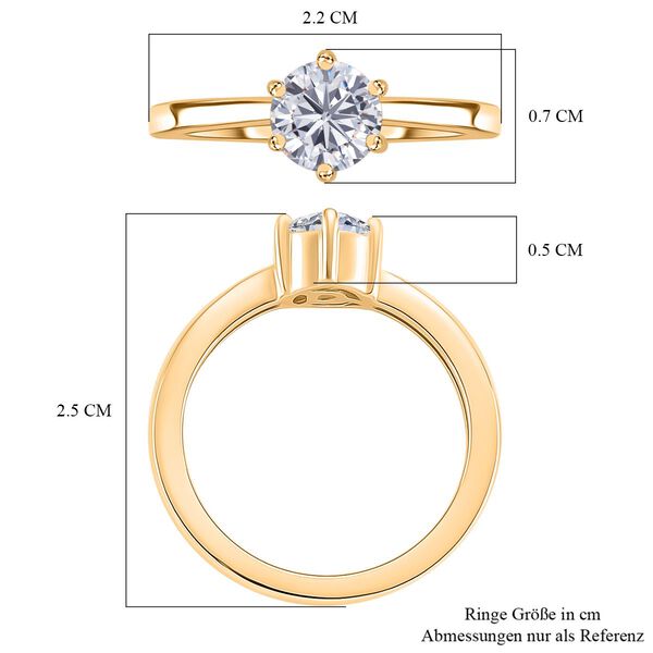 Moissanit Ring 925 Silber vergoldet (Größe 16.00) ca. 0,75 ct image number 6