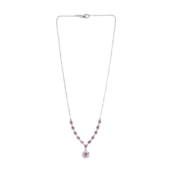 Ilakaka rosa Saphir (Fissure gef&uuml;llt) Collier, ca. 45 cm, 925 Silber platiniert ca. 3.70 ct image number 4