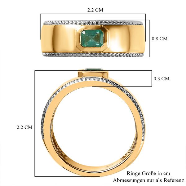 AAA Smaragd Ring, 925 Silber Gelbgold Vermeil, (Gr&ouml;&szlig;e 18.00) ca. 0.45 ct image number 7