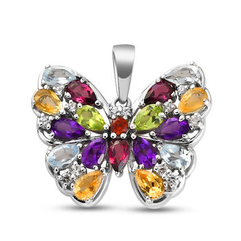 Mehrfarbiger Edelstein-Anh&auml;nger, 925 Silber platiniert ca. 4,15 ct