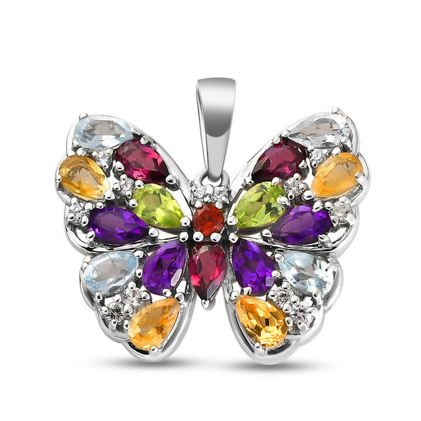 Mehrfarbiger Edelstein-Anh&auml;nger, 925 Silber platiniert ca. 4,15 ct