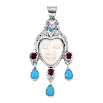 Royal Bali - Sleeping Beauty T&uuml;rkis und afrikanischer Rubin-Anh&auml;nger, (Fissure gef&uuml;llt), 925 Silber ca. 4.19 ct