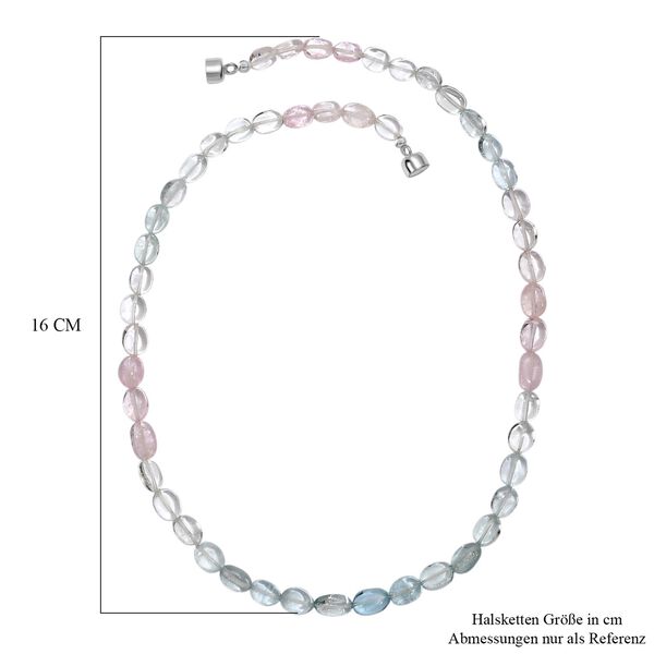 Aquamarin, Morganit Halskette ca. 45 cm 925 Silber rhodiniert ca. 90,00 ct. image number 6