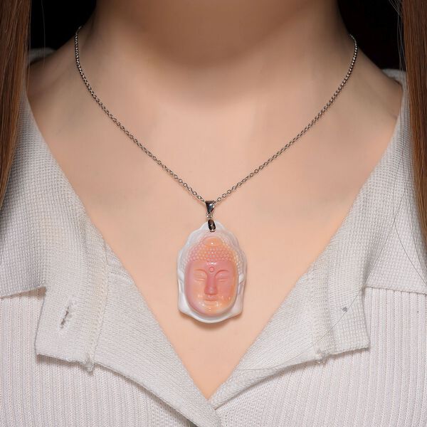 D'Joy Natürlicher Rosa Königsmuschel Perle Anhänger mit 50cm Kette - 92,50 ct. image number 2