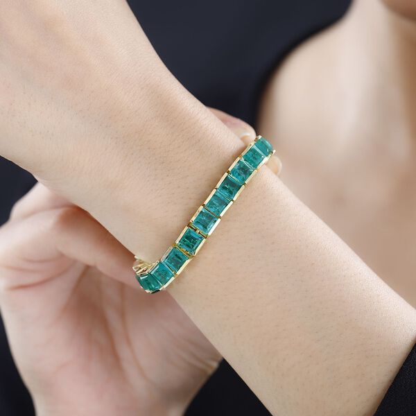 Smaragd-Quarz Triplette Armband ca. 18 cm 925 Silber Gelbgold Vermeil ca. 34,42 ct. image number 3