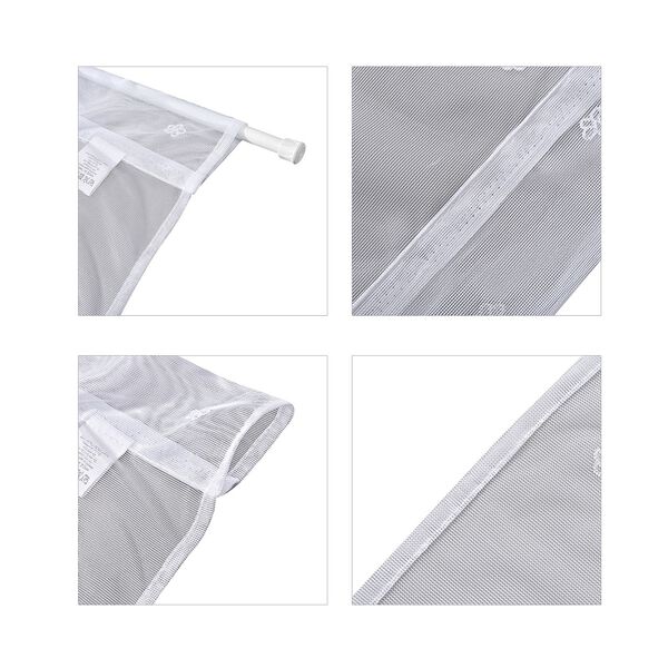 Gardinen mit verstellbarer Metallstange, gestrickter Stoff, 145x90cm, gewebt, wei&szlig;, Ranken image number 5